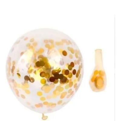 Transparent Balloons With Golden Paper Confetti Dots Pack of 10 