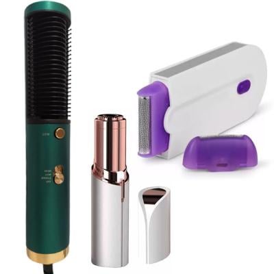 2 In 1 Ramindong JMJ-189 Professional Hot Air Brush, T and F Finishing Touch Flawless Facial Hair Remover, Finishing Touch Instant and Pain Free Hair Remover