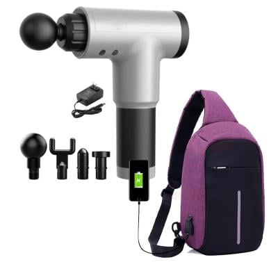 2 in 1 Facial Muscle Massager With Accessories Assorted Color And Anti Theft USB Charging Dual Wear Way Cross Body Sling Travel Bag 