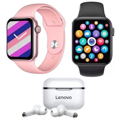 2 In 1 A7 Smart Watch With Bluetooth Music and Sport Modes With Free Lenovo Earbuds