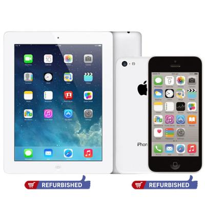2 In 1 Apple iPhone 5C White 32GB Storage And Apple Ipad 4th Generation 9.7 Inch LED Display Wi Fi 16GB Storage Silver, Refuribished