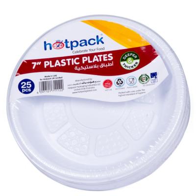Hotpack PARPP7D Plastic Round Plate 7 inch 25 Piece with 20 Packets