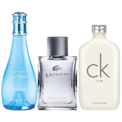 3 In 1 Davidoff Cool Water 100ml Edt Spray For Women, Lacoste Pour Homme Edt 100ml And CK One Edt 100ml Spy Perfume