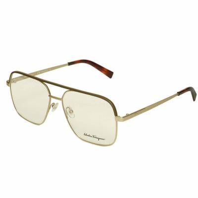Salvator Ferragamo SF2199L Pilot Gold Eyeglasses For Unisex Crystal Lens, Size 58