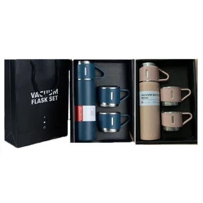 2Pcs Thermos flask Coffee Thermos flask Portable Hot or Cold Water Bottle With 2 Cups Set Color Assorted