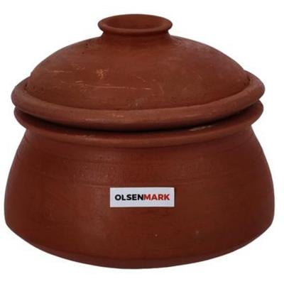 Olsenmark OMCP6008 Indian Traditional Clay Cooker Pot and Lid