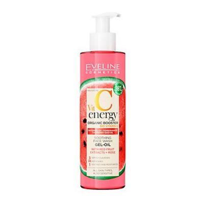 Eveline Vit C Energy Organic Booster Soothing Face Wash Gel-Oil With Red Fruit Extracts and Rose 3 In 1 200ml