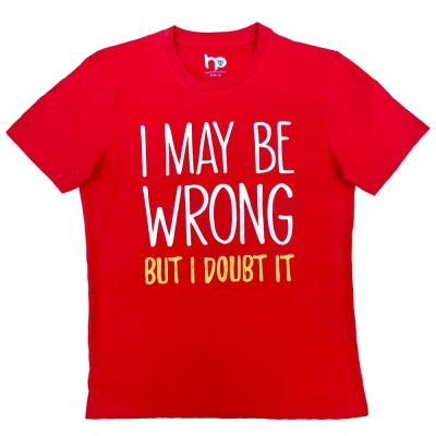 Horn Ok Please Red T Shirt for Men With Quote - I May be wrong