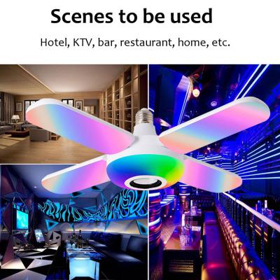 Deformable E27 Bluetooth Music RGB LED Light Bulb Foldable Home Ceiling Fixture Party Lamp 85-265V