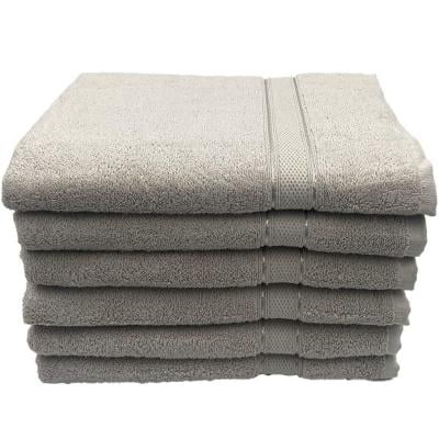 BYFT 110101007967 Daffodil - Bath Towel 70x140 cm - Set of 6 - Light Grey - 100% Cotton