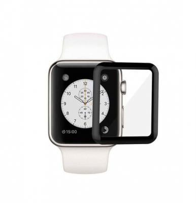 حامي شاشة زجاج كامل ثلاثي الأبعاد 3D 38MM ل Apple Watch 3/4/5، أسود