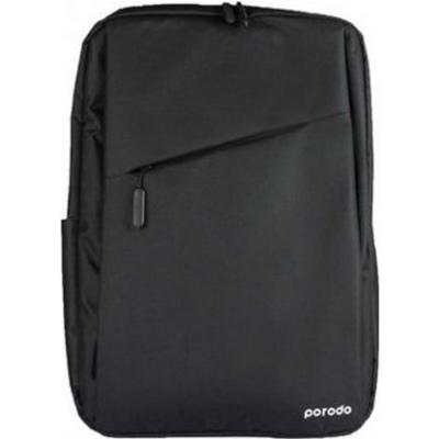 Porodo PD-LPSLV156-BLK Lifestyle Nylon Fabric Computer Backpack with USB Charging Outlet 15.6in Black