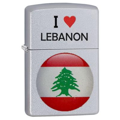 Zippo CI412704 I Love Lebanon Design Windproof Lighter Satin Chrome