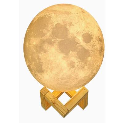 3D USB LED Moon Lamp With Stand Beige 21cm
