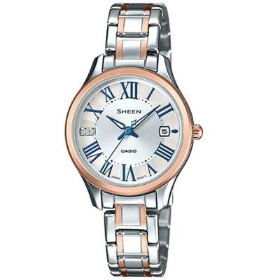 Casio Sheen White Dial Analog Womens Watch, SHE-4050SPG-7AUDR