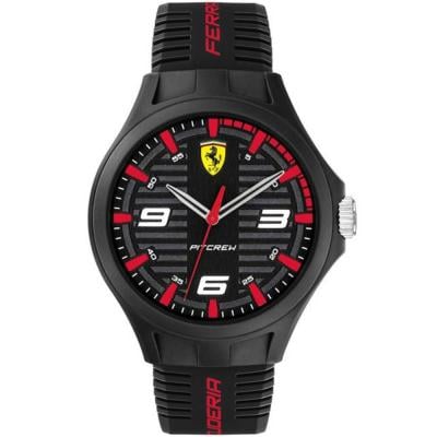 Ferrari 830778 Scuderia Pit Crew Silicone Band Mens Watch Black