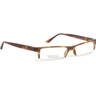 Lastes 7282-539 Rectangular Semi Rimless Eyeglass Frame Beige With Green