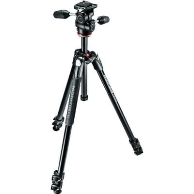 Manfrotto 290 Xtra Aluminum 3 Section Tripod Kit With 3 Way Head Black