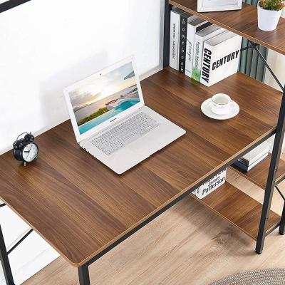 Computer Desk with 4 Tier Shelves, Work Study Gaming and Writing Table with Storage Bookshelves Modern Wood and Steel Frame Compact Home Studio Workstation
