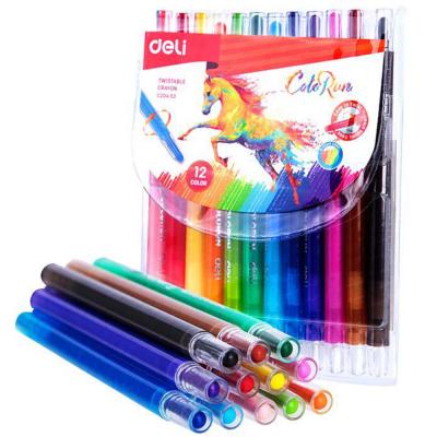 Deli Twistable Crayon 12 Colors, EC20403
