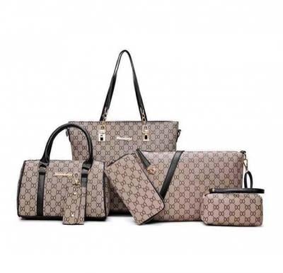 6 pc womens new design bags light brown
