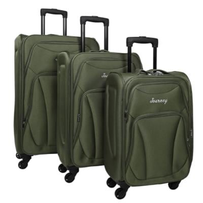 Travel Way W4-3 Suitcase Softside Trolley Bag Set Of 3, Green