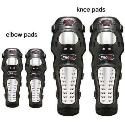 4 Pack Adults Adjustable Stainless Steel Motorbike Knee and Elbow Shin Guards Pads