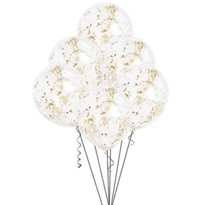 Generic N22762180A 6 Piece Confetti Balloons 12inch White and Gold