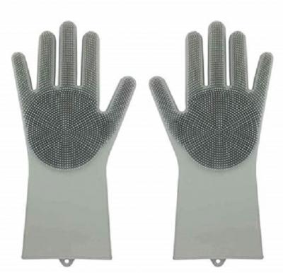Magic Silicone Gloves With Wash Scrubber Grey 240 G