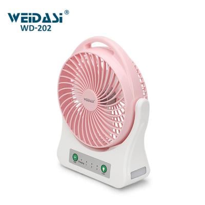Weidasi 3 high speed control power mini desk plastic rechargeable stand fan with light
