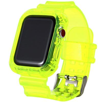 Green Ultra Transparent TPU Watch Band With Case 40mm / 42mm For Apple Watch 4 And 5, Yellow
