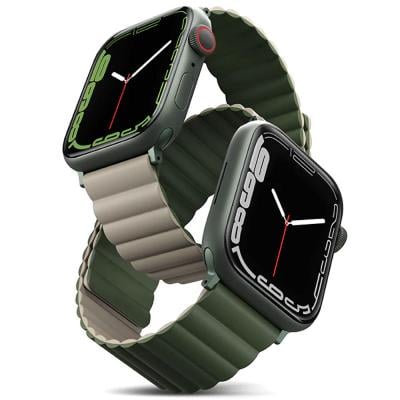 Uniq 6500685 Revix Reversible Magnetic Apple Watch Strap 45 44 42MM Pine Green Taupe