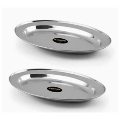 Blackstone Stainless Steel Deep Oval Tray Perfect for Serving Oval Tray Set of 2 Pcs