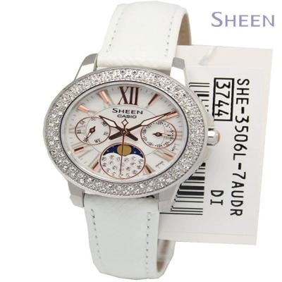 Casio Sheen Analog White Wrist Watch For Women, SHE-3506L-7AUDR