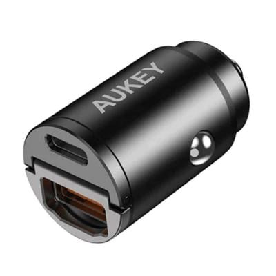 Aukey CC-A3 30W Ultra Small 2-port Car Charger A C Port Black