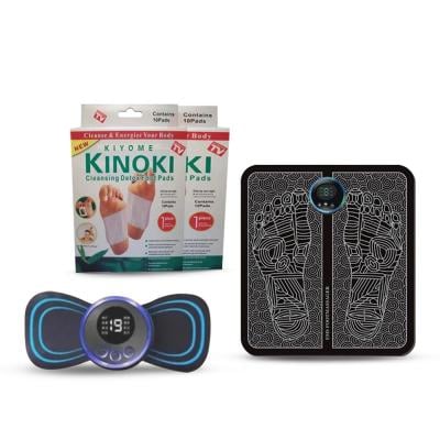 3 in1 Massager Combo! EMS foot massager with kinoki Cleansing Detox Foot Pads and Electric EMS Neck Massager