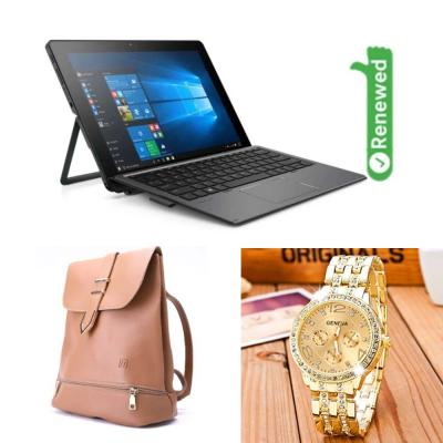 3 in 1 HP Pro X2 612 G2 12 inch Multi Touch Screen 2 in 1 Detachable Laptop Intel Core i7 7th Gen 8GB 256GB Windows 10 Pro Renewed with Generic Geneva Fashion Rhinestone Watch For Women Gold and First Lady 9641 High Quality Synthetic Leather PU Fashion Backpack