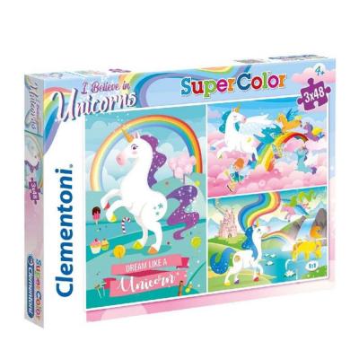 Clementoni Super Color Puzzle I Believe In Unicorns 3x48 PCS, 6800000183