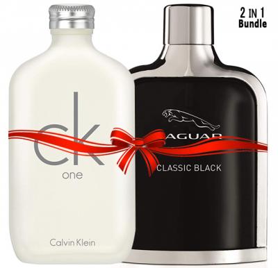 2 in 1 Bundle Offer,  Jaguar Classic Black Edt Perfume 100ml with Calvin Klein One Edt 100ml Perfume for Men