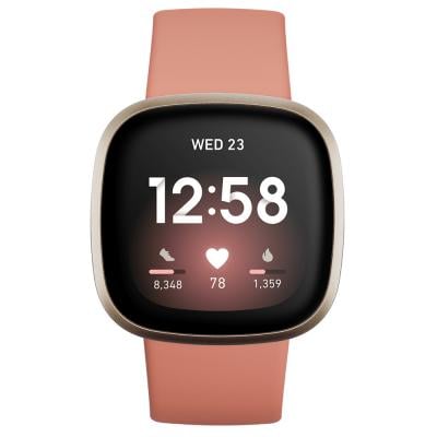 Fitbit Versa 3 Health And Fitness Smartwatch With GPS, Pink Clay with Soft Gold Aluminium