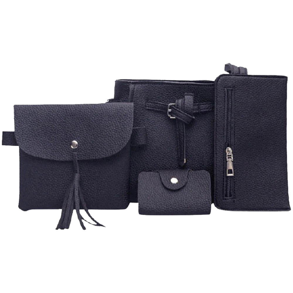 Generic Fashion Four Piece Shoulder Bag Messenger Bag Wallet Handbag For Women, Black